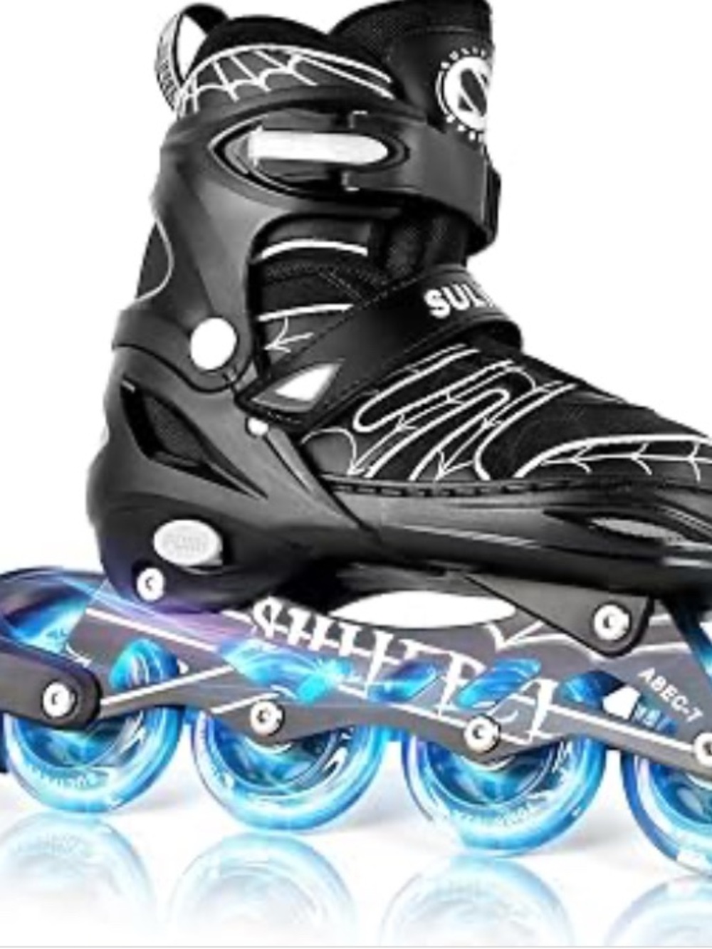 Scully Kids Black Inline Roller Skates with Blue Light-Up Wheels